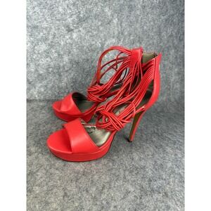 Michael Antonio red platform strappy‎ heels Sz 10 Y2K